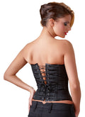 Cottelli PARTY Corset met brokaatpatroon en jarretels - Zwart