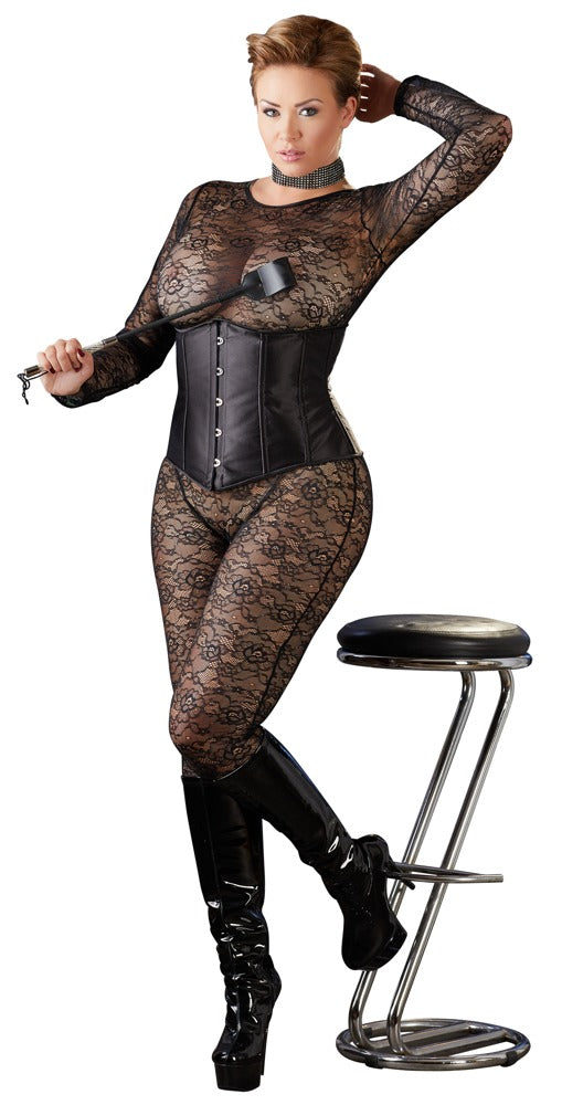 Cottelli CURVES Corset open cup met haak- en vetersluiting - Zwart - Cottelli CURVES - SKU: 26111041051