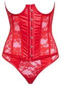 Cottelli LINGERIE Korset open cup met thong - Rood