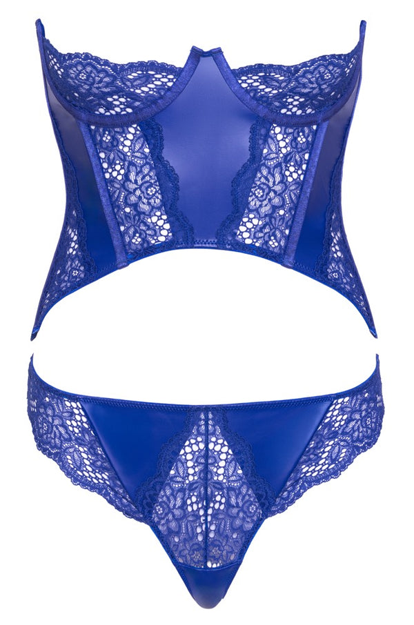 Cottelli LINGERIE strapless korset met kant - Blauw - Cottelli LINGERIE - SKU: 26115624021