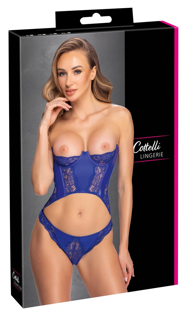 Cottelli LINGERIE strapless korset met kant - Blauw - Cottelli LINGERIE - SKU: 26115624021