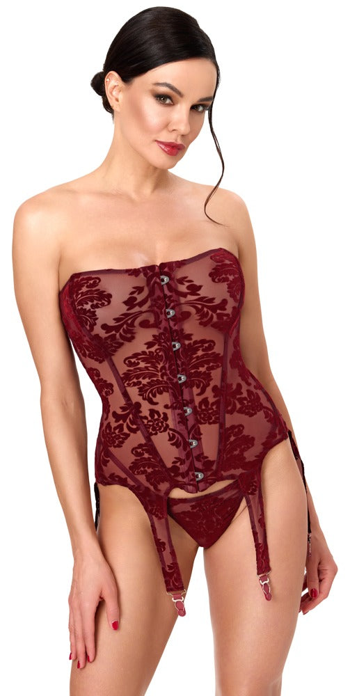 Noir strapless jarretelkorset haaksluiting - Rood