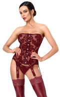 Noir strapless jarretelkorset haaksluiting - Rood