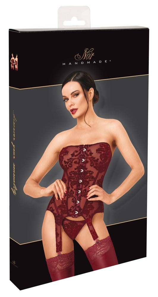 Noir strapless jarretelkorset haaksluiting - Rood