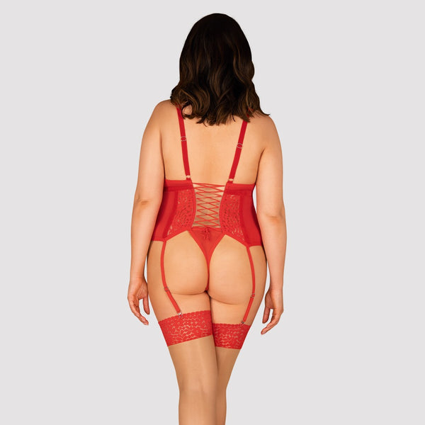 Obsessive Blossmina korset met sensuele band - Rood - Obsessive - SKU: 26202603971