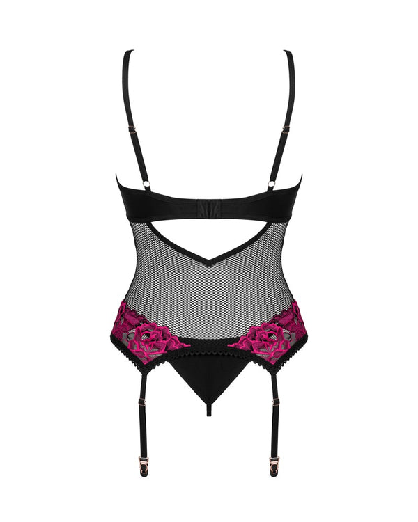 Obsessive jarretelhemd Rosenty set - Zwart - Obsessive - SKU: 26204059121