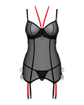Obsessive jarretelkorset en string set Glandez - Zwart