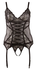 Cottelli CURVES Cami jarretel set met verstelbare jarretels - Zwart