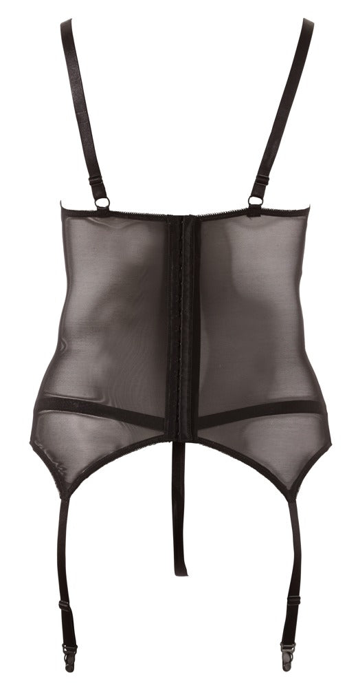 Cottelli CURVES Cami jarretel set met powernet - Zwart - Cottelli CURVES - SKU: 26309901051