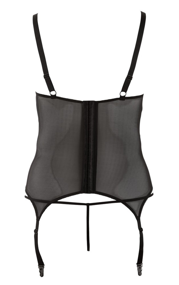 Cottelli CURVES Cami jarretel set met split cups en verstelbare jarretels - Zwart - Cottelli CURVES - SKU: 26314661051