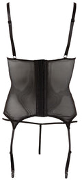 Cottelli LINGERIE Cami jarretel set met wetlook details - Zwart