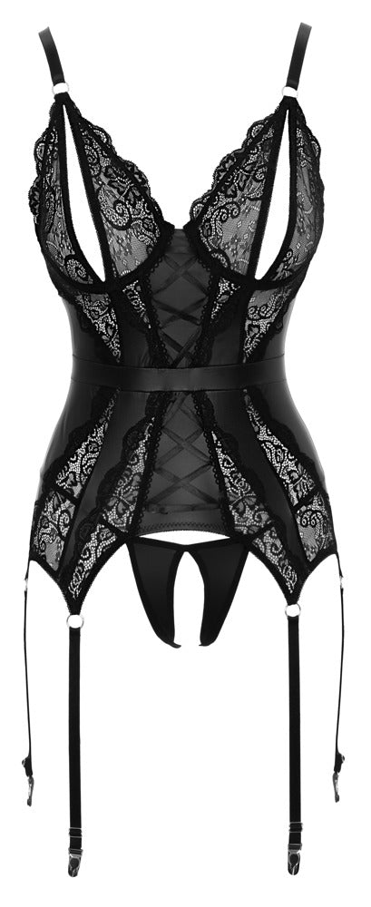 Cottelli Lingerie jarretelkorset set - Zwart - Cottelli LINGERIE - SKU: 26326321021