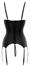 Cottelli LINGERIE Jarretelkorset met verstelbare jarretels & split cups - Zwart