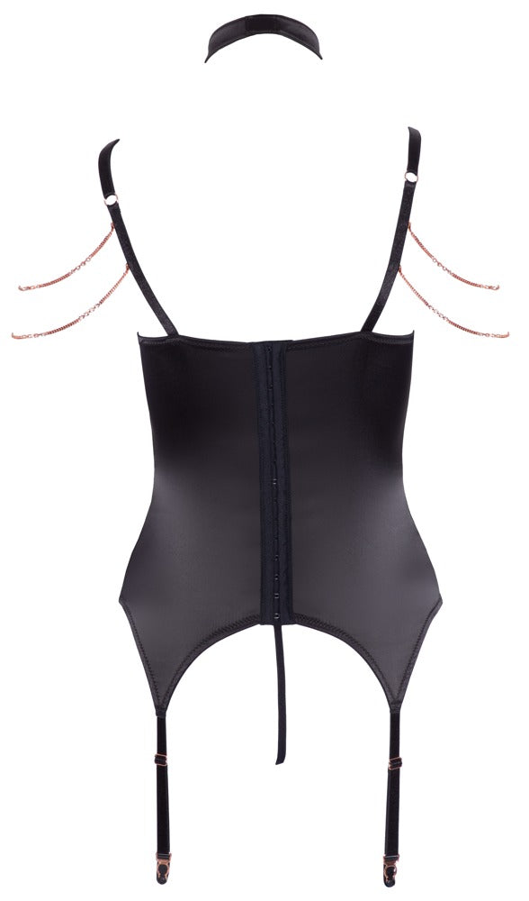 Abierta Fina Jarretelkorset met strass en beugelbeha - Zwart - Abierta Fina - SKU: 26329181231