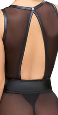 Cottelli LINGERIE jarretel set met powernet - Zwart