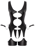 Cottelli BONDAGE Jarretel body kruisloos met handboeien - Zwart