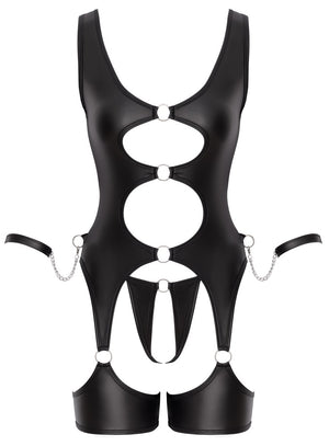 Cottelli BONDAGE Jarretel body kruisloos met handboeien - Zwart