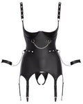Cottelli BONDAGE Jarretel set met korset en handboeien - Zwart