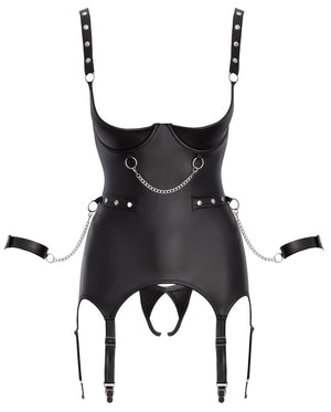 Cottelli BONDAGE Jarretel set met korset en handboeien - Zwart