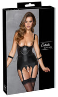 Cottelli BONDAGE Jarretel set met korset en handboeien - Zwart