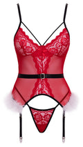 Cottelli LINGERIE Jarretelkorset met string - Rood