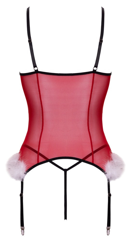 Cottelli LINGERIE Jarretelkorset met string - Rood