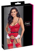 Cottelli LINGERIE Jarretelkorset met string - Rood
