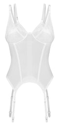 Obsessive Jarretelkorset met dubbele beugelcups en verstelbare jarretels - Wit