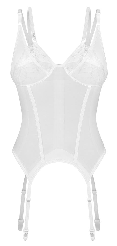 Obsessive Jarretelkorset met dubbele beugelcups en verstelbare jarretels - Wit - Obsessive - SKU: 26332302111