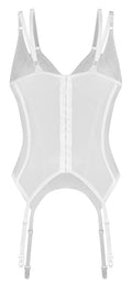 Obsessive Jarretelkorset met dubbele beugelcups en verstelbare jarretels - Wit