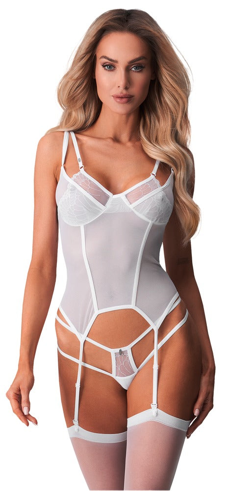 Obsessive Arrowel jarretelkorset - Wit - Obsessive - SKU: 26332302111
