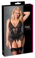 Cottelli CURVES jarretel set met kant - Zwart