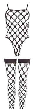 NO:XQSE Body met g-string en stockings - Zwart