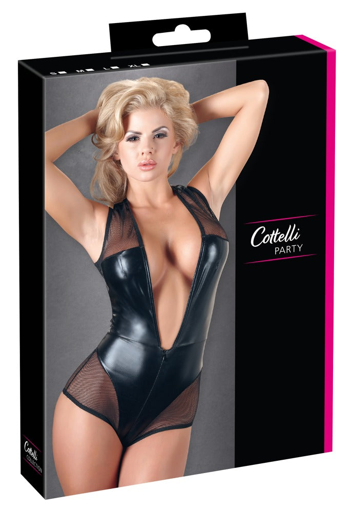 Cottelli PARTY Body transparant met wetlook - Zwart
