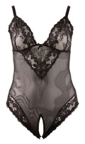 Cottelli CURVES Body kruisloos met kant en jarretels - Zwart