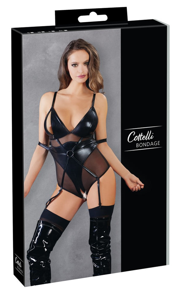 Cottelli BONDAGE body met ritssluiting - Zwart - Cottelli BONDAGE - SKU: 26414701021
