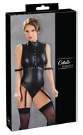 Cottelli BONDAGE Body met metalen details en jarretels - Zwart