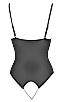 Cottelli LINGERIE Body kruisloos met parels en split cups - Zwart