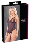 Cottelli LINGERIE Body kruisloos met parels en split cups - Zwart