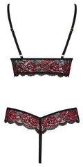 Cottelli LINGERIE Body kruisloos met bloemenkant - Zwart