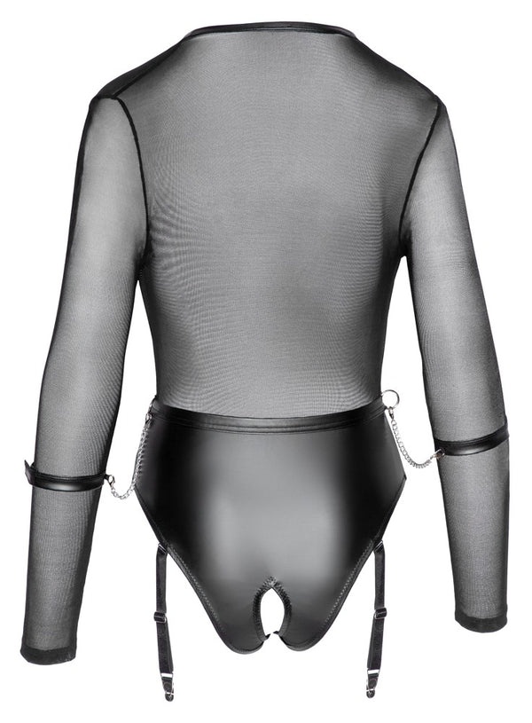Cottelli BONDAGE body met jarretels - Zwart - Cottelli BONDAGE - SKU: 26428671021