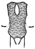 Cottelli BONDAGE Body met jarretels en harnas - Zwart