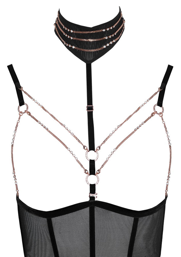 Abierta Fina powernet body met open kruis - Zwart - Abierta Fina - SKU: 26429301021