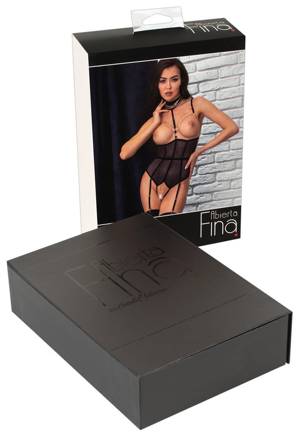 Abierta Fina powernet body met open kruis - Zwart - Abierta Fina - SKU: 26429301021
