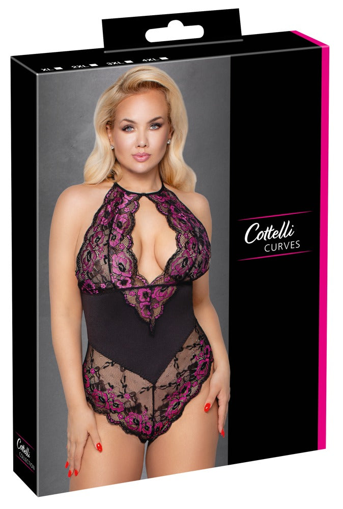 Cottelli CURVES Body transparant met grote uitsnede - Zwart