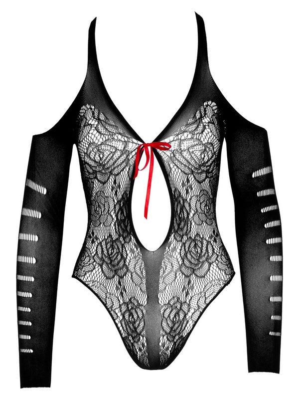 NO:XQSE kruisloze body met rode strik - Zwart - NO:XQSE - SKU: 26429641101