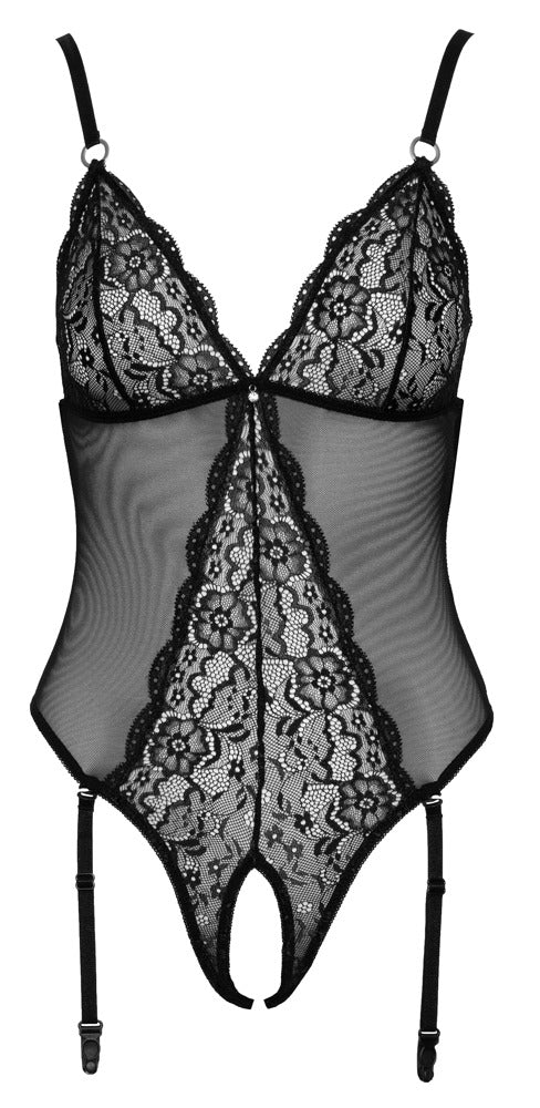 Cottelli LINGERIE powernet body met strassteen - Zwart - Cottelli LINGERIE - SKU: 26431031021