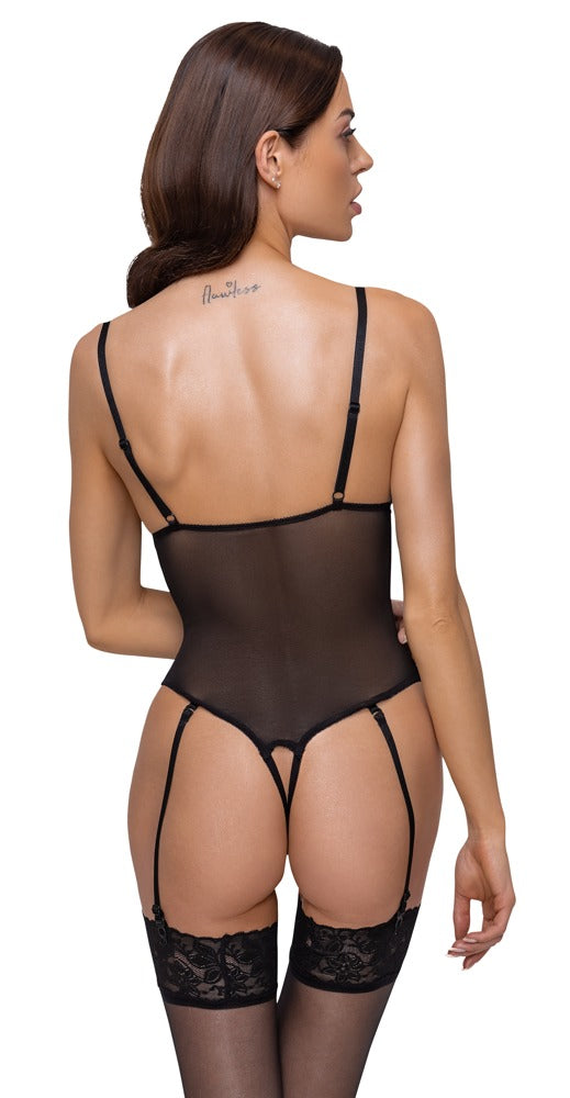 Cottelli LINGERIE powernet body met strassteen - Zwart - Cottelli LINGERIE - SKU: 26431031021