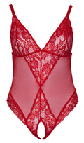 Cottelli CURVES Body transparant met kant - Rood