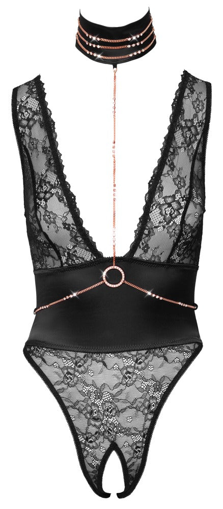 Abierta Fina kruisloze body - Zwart